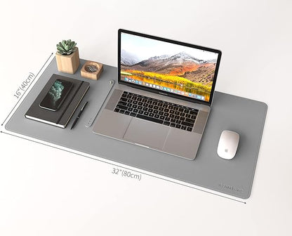 RENMTURE Dual - Sided Mouse Pad, Natural Cork & PU Leather Large Desk Pad for Office and Home Work, Desk Protector Non - Slip, Waterproof, Easy Clean (Gray, 32"x16") | Mouse Pads - TrueDesk