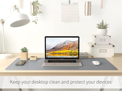 RENMTURE Dual - Sided Mouse Pad, Natural Cork & PU Leather Large Desk Pad for Office and Home Work, Desk Protector Non - Slip, Waterproof, Easy Clean (Gray, 36"x17") | Mouse Pads - TrueDesk