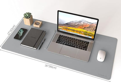 RENMTURE Dual - Sided Mouse Pad, Natural Cork & PU Leather Large Desk Pad for Office and Home Work, Desk Protector Non - Slip, Waterproof, Easy Clean (Gray, 36"x17") | Mouse Pads - TrueDesk