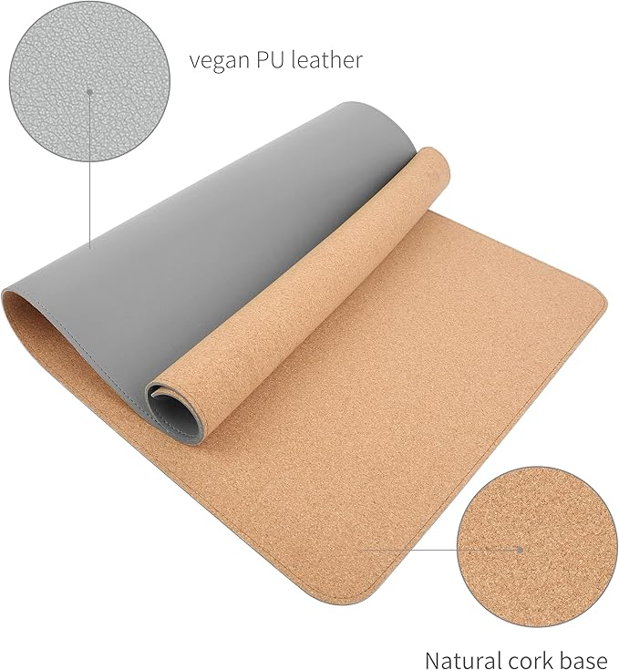 RENMTURE Dual - Sided Mouse Pad, Natural Cork & PU Leather Large Desk Pad for Office and Home Work, Desk Protector Non - Slip, Waterproof, Easy Clean (Gray, 36"x17") | Mouse Pads - TrueDesk