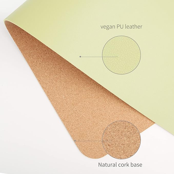 RENMTURE Dual - Sided Mouse Pad, Natural Cork & PU Leather Large Desk Pad for Office and Home Work, Desk Protector Non - Slip, Waterproof, Easy Clean (Light Green, 23.6" x 13.7") | Mouse Pads - TrueDesk