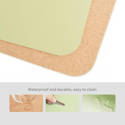 RENMTURE Dual - Sided Mouse Pad, Natural Cork & PU Leather Large Desk Pad for Office and Home Work, Desk Protector Non - Slip, Waterproof, Easy Clean (Light Green, 23.6" x 13.7") | Mouse Pads - TrueDesk