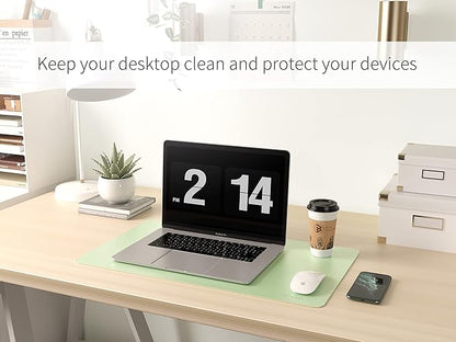 RENMTURE Dual - Sided Mouse Pad, Natural Cork & PU Leather Large Desk Pad for Office and Home Work, Desk Protector Non - Slip, Waterproof, Easy Clean (Light Green, 23.6" x 13.7") | Mouse Pads - TrueDesk