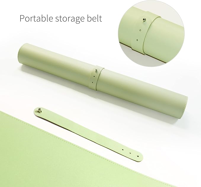 RENMTURE Dual - Sided Mouse Pad, Natural Cork & PU Leather Large Desk Pad for Office and Home Work, Desk Protector Non - Slip, Waterproof, Easy Clean (Light Green, 32"x16") | Mouse Pads - TrueDesk