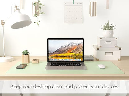 RENMTURE Dual - Sided Mouse Pad, Natural Cork & PU Leather Large Desk Pad for Office and Home Work, Desk Protector Non - Slip, Waterproof, Easy Clean (Light Green, 36"x17") | Mouse Pads - TrueDesk