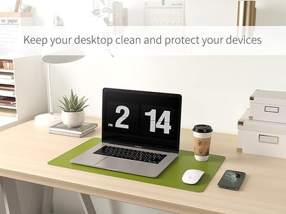 RENMTURE Dual - Sided Mouse Pad, Natural Cork & PU Leather Large Desk Pad for Office and Home Work, Desk Protector Non - Slip, Waterproof, Easy Clean (Olive Green, 23.6" x 13.7") | Mouse Pads - TrueDesk