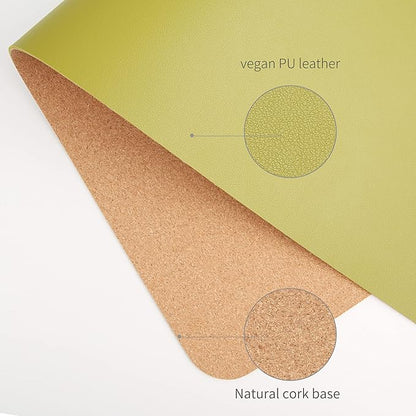 RENMTURE Dual - Sided Mouse Pad, Natural Cork & PU Leather Large Desk Pad for Office and Home Work, Desk Protector Non - Slip, Waterproof, Easy Clean (Olive Green, 23.6" x 13.7") | Mouse Pads - TrueDesk
