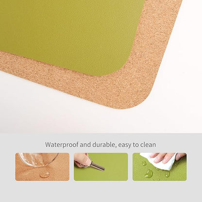 RENMTURE Dual - Sided Mouse Pad, Natural Cork & PU Leather Large Desk Pad for Office and Home Work, Desk Protector Non - Slip, Waterproof, Easy Clean (Olive Green, 23.6" x 13.7") | Mouse Pads - TrueDesk