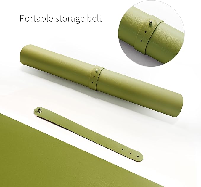 RENMTURE Dual - Sided Mouse Pad, Natural Cork & PU Leather Large Desk Pad for Office and Home Work, Desk Protector Non - Slip, Waterproof, Easy Clean (Olive Green, 23.6" x 13.7") | Mouse Pads - TrueDesk