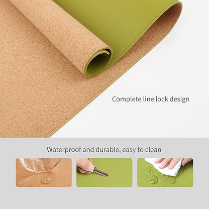 RENMTURE Dual - Sided Mouse Pad, Natural Cork & PU Leather Large Desk Pad for Office and Home Work, Desk Protector Non - Slip, Waterproof, Easy Clean (Olive Green, 32"x16") | Mouse Pads - TrueDesk