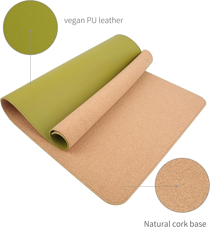 RENMTURE Dual - Sided Mouse Pad, Natural Cork & PU Leather Large Desk Pad for Office and Home Work, Desk Protector Non - Slip, Waterproof, Easy Clean (Olive Green, 32"x16") | Mouse Pads - TrueDesk