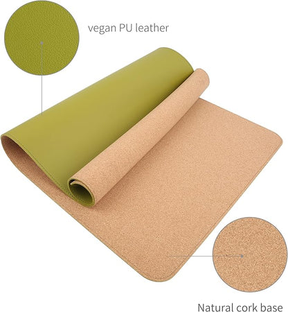RENMTURE Dual - Sided Mouse Pad, Natural Cork & PU Leather Large Desk Pad for Office and Home Work, Desk Protector Non - Slip, Waterproof, Easy Clean (Olive Green, 32"x16") | Mouse Pads - TrueDesk