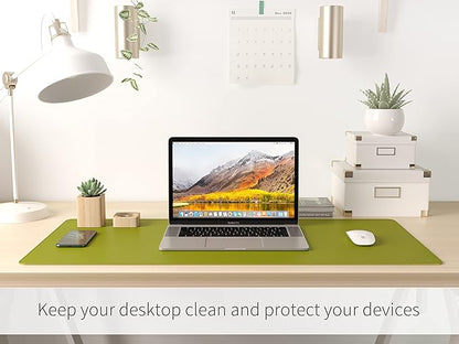RENMTURE Dual - Sided Mouse Pad, Natural Cork & PU Leather Large Desk Pad for Office and Home Work, Desk Protector Non - Slip, Waterproof, Easy Clean (Olive Green, 32"x16") | Mouse Pads - TrueDesk
