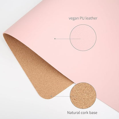 RENMTURE Dual - Sided Mouse Pad, Natural Cork & PU Leather Large Desk Pad for Office and Home Work, Desk Protector Non - Slip, Waterproof, Easy Clean (Pink, 23.6" x 13.7") | Mouse Pads - TrueDesk
