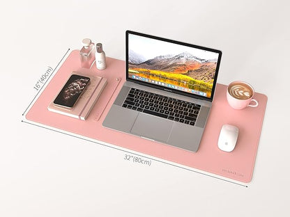 RENMTURE Dual - Sided Mouse Pad, Natural Cork & PU Leather Large Desk Pad for Office and Home Work, Desk Protector Non - Slip, Waterproof, Easy Clean (Pink, 32"x16") | Mouse Pads - TrueDesk
