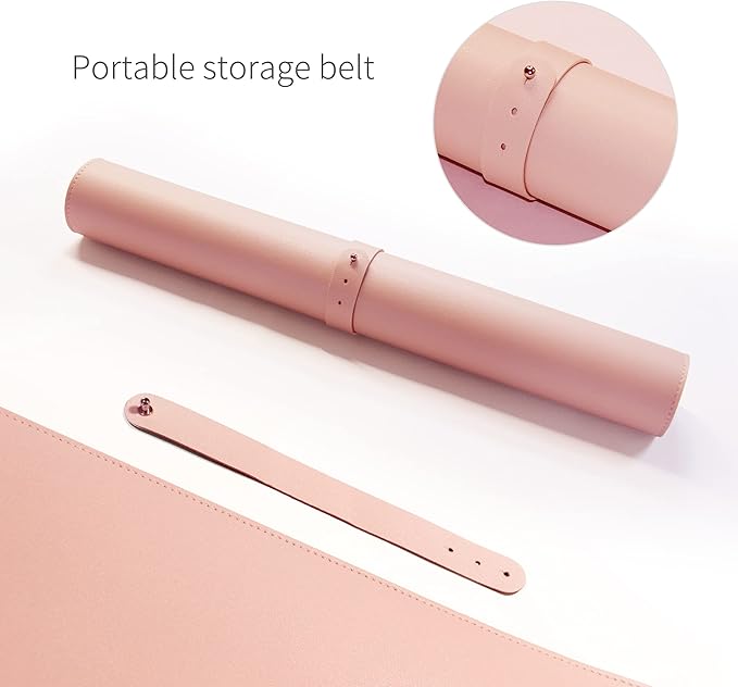 RENMTURE Dual - Sided Mouse Pad, Natural Cork & PU Leather Large Desk Pad for Office and Home Work, Desk Protector Non - Slip, Waterproof, Easy Clean (Pink, 36"x17") | Mouse Pads - TrueDesk