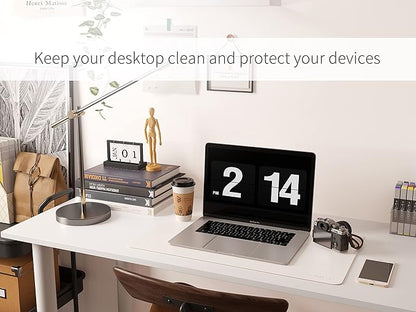 RENMTURE Dual - Sided Mouse Pad, Natural Cork & PU Leather Large Desk Pad for Office and Home Work, Desk Protector Non - Slip, Waterproof, Easy Clean (White, 23.6" x 13.7") | Mouse Pads - TrueDesk