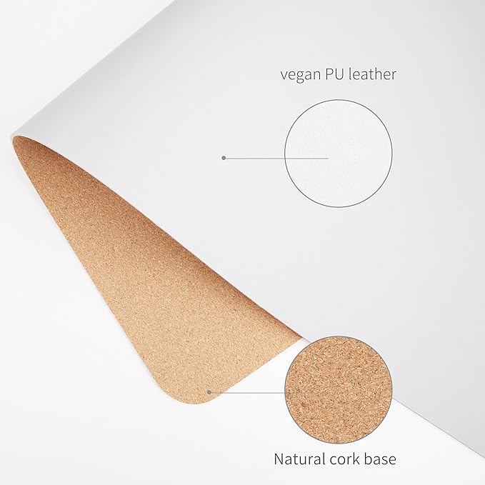 RENMTURE Dual - Sided Mouse Pad, Natural Cork & PU Leather Large Desk Pad for Office and Home Work, Desk Protector Non - Slip, Waterproof, Easy Clean (White, 23.6" x 13.7") | Mouse Pads - TrueDesk