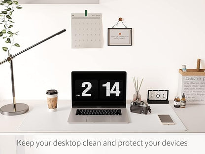 RENMTURE Dual - Sided Mouse Pad, Natural Cork & PU Leather Large Desk Pad for Office and Home Work, Desk Protector Non - Slip, Waterproof, Easy Clean (White, 32"x16") | Mouse Pads - TrueDesk