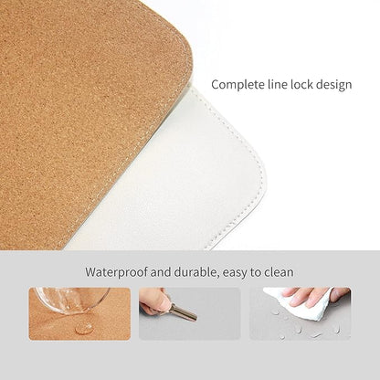 RENMTURE Dual - Sided Mouse Pad, Natural Cork & PU Leather Large Desk Pad for Office and Home Work, Desk Protector Non - Slip, Waterproof, Easy Clean (White, 32"x16") | Mouse Pads - TrueDesk
