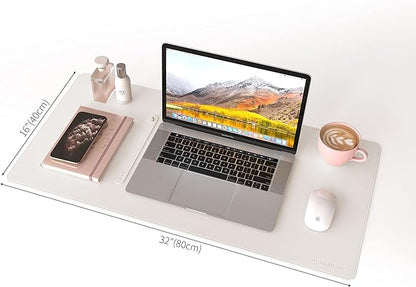 RENMTURE Dual - Sided Mouse Pad, Natural Cork & PU Leather Large Desk Pad for Office and Home Work, Desk Protector Non - Slip, Waterproof, Easy Clean (White, 32"x16") | Mouse Pads - TrueDesk