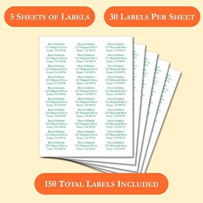 Return Address Labels Personalized, Address Labels for Envelopes, Return Labels Personalized Self Adhesive - Mailing Labels for Envelopes, 150 Labels On Sheets (White) - 21 Colors, 2 5/8" x 1" | Address Labels - TrueDesk