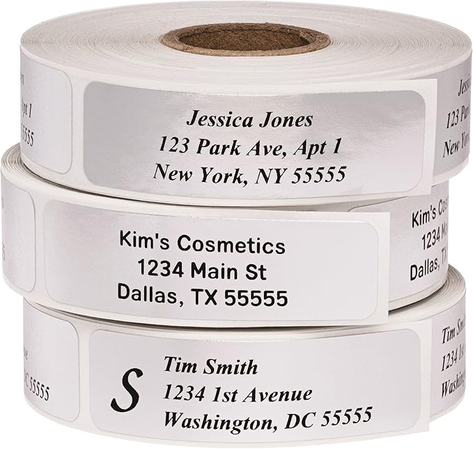 Return Address Labels - Roll of 250 Personalized Labels (Silver) | Address Labels - TrueDesk