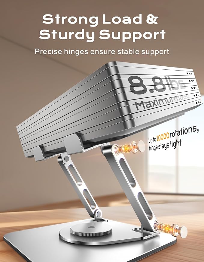 RIWUCT 360° Rotatable Laptop Stand for Desk Adjustable Height, Ergonomic Laptop Riser Holder with Dual - bar Support, Portable Computer Notebook Stand for MacBook Air Pro, Dell XPS, HP (10 - 16") | Stands - TrueDesk