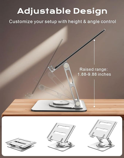 RIWUCT 360° Rotatable Laptop Stand for Desk Adjustable Height, Ergonomic Laptop Riser Holder with Dual - bar Support, Portable Computer Notebook Stand for MacBook Air Pro, Dell XPS, HP (10 - 16") | Stands - TrueDesk