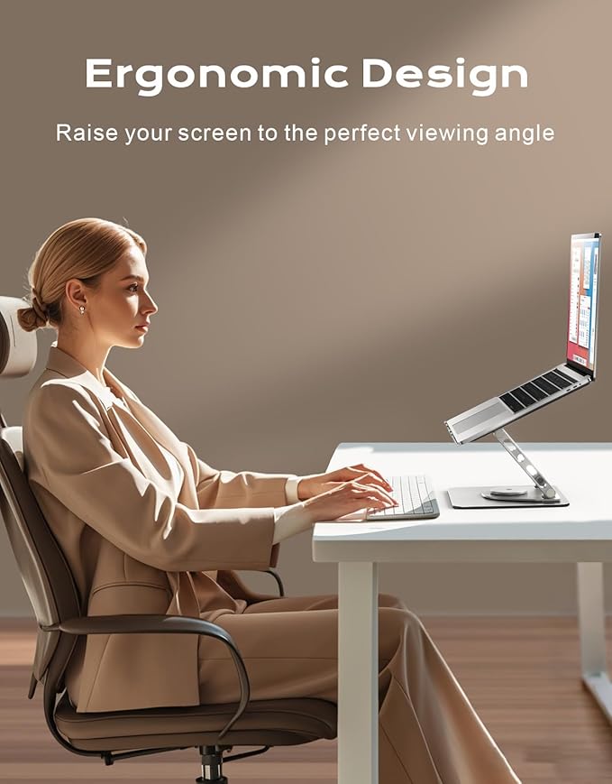 RIWUCT 360° Rotatable Laptop Stand for Desk Adjustable Height, Ergonomic Laptop Riser Holder with Dual - bar Support, Portable Computer Notebook Stand for MacBook Air Pro, Dell XPS, HP (10 - 16") | Stands - TrueDesk
