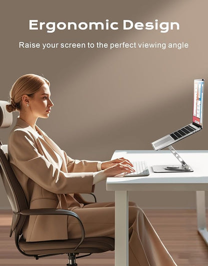 RIWUCT 360° Rotatable Laptop Stand for Desk Adjustable Height, Ergonomic Laptop Riser Holder with Dual - bar Support, Portable Computer Notebook Stand for MacBook Air Pro, Dell XPS, HP (10 - 16") | Stands - TrueDesk
