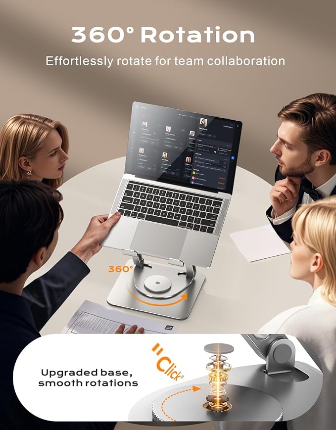RIWUCT 360° Rotatable Laptop Stand for Desk Adjustable Height, Ergonomic Laptop Riser Holder with Dual - bar Support, Portable Computer Notebook Stand for MacBook Air Pro, Dell XPS, HP (10 - 16") | Stands - TrueDesk