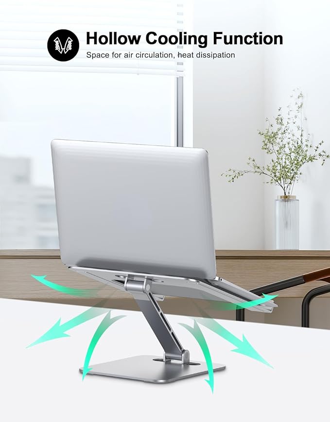 RIWUCT Foldable Laptop Stand, Height Adjustable Ergonomic Computer Stand for Desk, Aluminum Portable Laptop Riser Holder Notebook Mount Compatible with MacBook Pro Air, HP, Dell 10 - 16" | Stands - TrueDesk