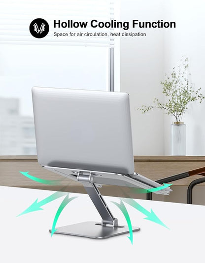 RIWUCT Foldable Laptop Stand, Height Adjustable Ergonomic Computer Stand for Desk, Aluminum Portable Laptop Riser Holder Notebook Mount Compatible with MacBook Pro Air, HP, Dell 10 - 16" | Stands - TrueDesk