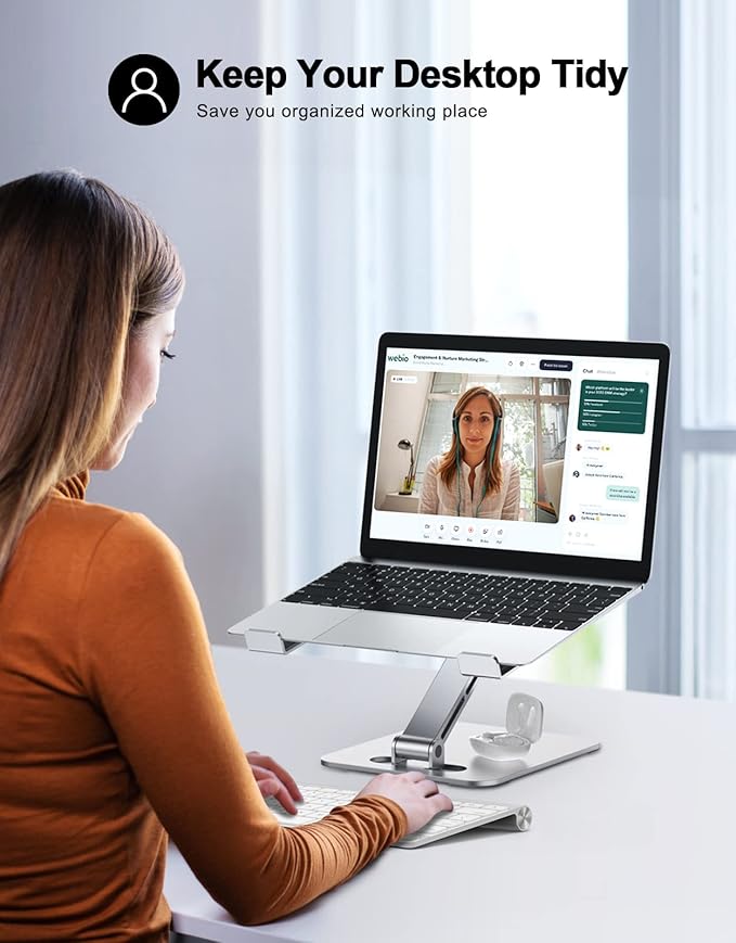RIWUCT Foldable Laptop Stand, Height Adjustable Ergonomic Computer Stand for Desk, Aluminum Portable Laptop Riser Holder Notebook Mount Compatible with MacBook Pro Air, HP, Dell 10 - 16" | Stands - TrueDesk