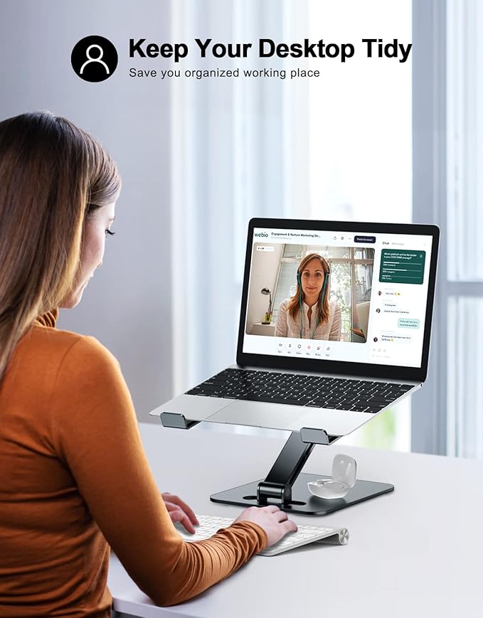 RIWUCT Foldable Laptop Stand, Height Adjustable Ergonomic Computer Stand for Desk, Aluminum Portable Laptop Riser Holder Notebook Mount Compatible with MacBook Pro Air, HP, Dell 10 - 16"(Gray) | Stands - TrueDesk