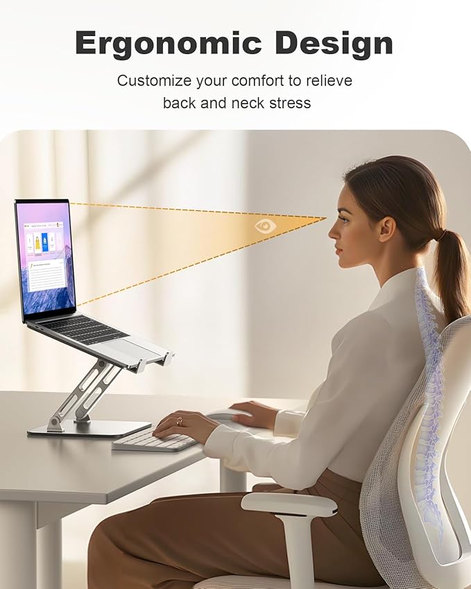 RIWUCT Laptop Stand for Desk Adjustable Height, Ergonomic Laptop Riser Holder with Dual - bar Support, Portable Computer Notebook Stand for MacBook Air Pro, Dell XPS, HP (10 - 16") | Stands - TrueDesk