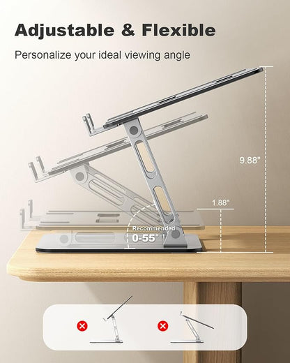 RIWUCT Laptop Stand for Desk Adjustable Height, Ergonomic Laptop Riser Holder with Dual - bar Support, Portable Computer Notebook Stand for MacBook Air Pro, Dell XPS, HP (10 - 16") | Stands - TrueDesk