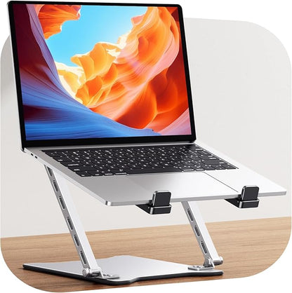 RIWUCT Ultra - Slim Portable Laptop Stand for Desk, Height Adjustable & Dual - Bar Support Laptop Riser Holder, Ventilated Computer Notebook Stand Mount, Compatible with MacBook/Dell/HP(10 - 15.6") | Stands - TrueDesk