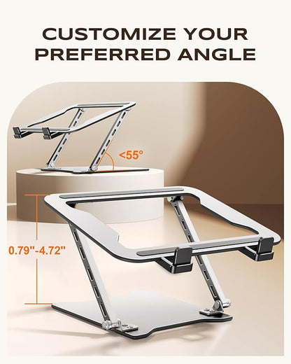RIWUCT Ultra - Slim Portable Laptop Stand for Desk, Height Adjustable & Dual - Bar Support Laptop Riser Holder, Ventilated Computer Notebook Stand Mount, Compatible with MacBook/Dell/HP(10 - 15.6") | Stands - TrueDesk
