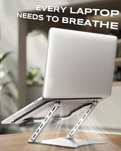 RIWUCT Ultra - Slim Portable Laptop Stand for Desk, Height Adjustable & Dual - Bar Support Laptop Riser Holder, Ventilated Computer Notebook Stand Mount, Compatible with MacBook/Dell/HP(10 - 15.6") | Stands - TrueDesk