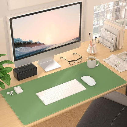 Roslim Leather Desk Pad Protector,Mouse Pad,Non - Slip Computer Mat for Desk,PU Leather Office Desk Mat for Home & Office,Waterproof Laptop Desk Blotter for Keyboard and Mouse,Olive Green ((17''X48'') | Mouse Pads - TrueDesk