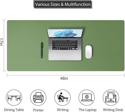 Roslim Leather Desk Pad Protector,Mouse Pad,Non - Slip Computer Mat for Desk,PU Leather Office Desk Mat for Home & Office,Waterproof Laptop Desk Blotter for Keyboard and Mouse,Olive Green ((17''X48'') | Mouse Pads - TrueDesk