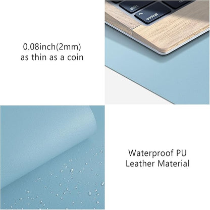 Roslim Leather Desk Pad Protector,Mouse Pad,Non - Slip Computer Mat for Desk,PU Leather Office Desk Mat for Home & Office,Waterproof Laptop Desk Blotter for Keyboard and Mouse,Sky Blue (15.7''X31.5'') | Desk Pads Blotters - TrueDesk