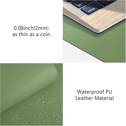 Roslim Leather Desk Pad Protector,Mouse Pad,Non - Slip Computer Mat for Desk,PU Leather Office Desk Mat for Home & Office,Waterproof Laptop Desk Blotter for Keyboard and Mouse,Olive Green ((17''X48'') | Mouse Pads - TrueDesk