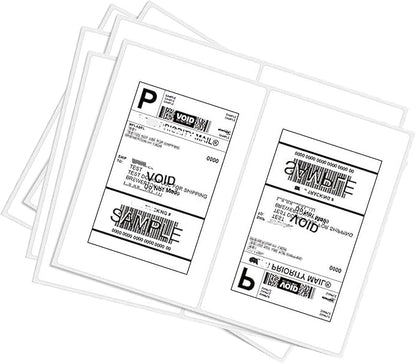 Round Corner Half Sheet Self Adhesive Shipping Labels for Laser and Ink Jet Printers, White Blank (1000 Sheets, 2000 Labels) | Laser Inkjet Printer Labels - TrueDesk