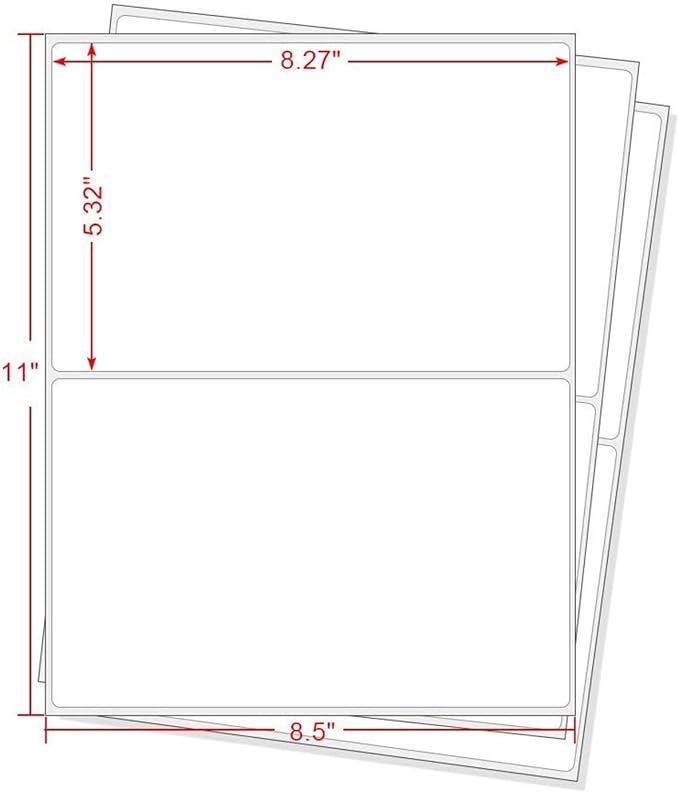 Round Corner Half Sheet Shipping Labels for Laser and Inkjet Printers,8.5" x 5.5" Address Labels Self Adhesive Mailing Labels(2000 Sheets, 4000 Labels) | Laser Inkjet Printer Labels - TrueDesk