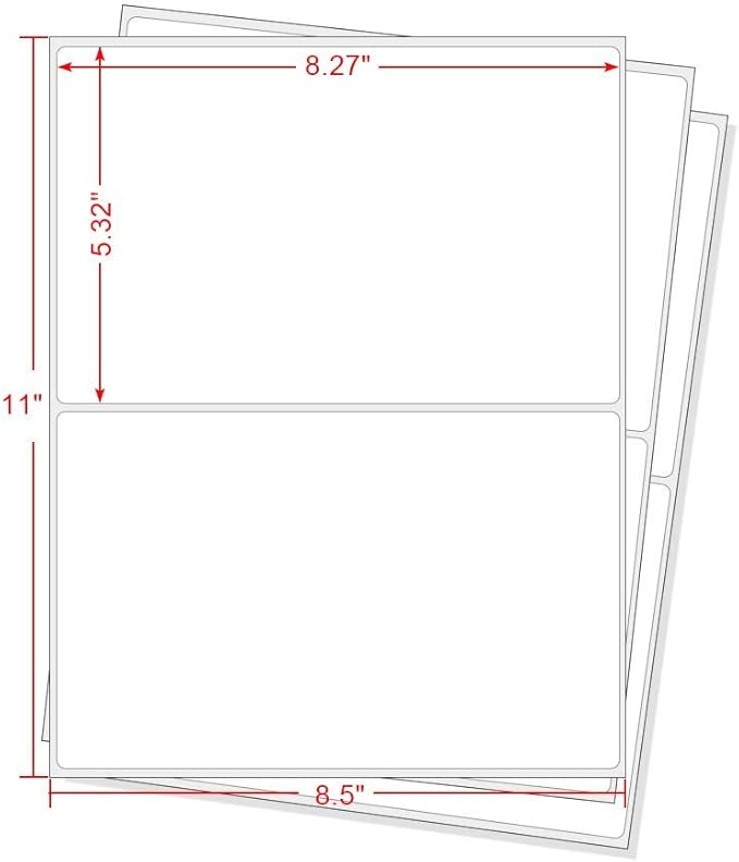 Round Corner Half Sheet Shipping Labels for Laser and Inkjet Printers,8.5" x 5.5" Address Labels Self Adhesive Mailing Labels(500 Sheets, 1000 Labels) | Laser Inkjet Printer Labels - TrueDesk
