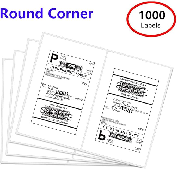 Round Corner Half Sheet Shipping Labels for Laser and Inkjet Printers,8.5" x 5.5" Address Labels Self Adhesive Mailing Labels(500 Sheets, 1000 Labels) | Laser Inkjet Printer Labels - TrueDesk
