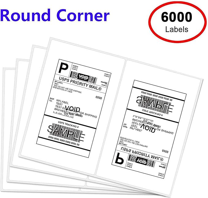 Round Corner Half Sheet Shipping Labels for Laser and Inkjet Printers,8.5" x 5.5" Printable White Label Self Adhesive Mailing Label 2 per Sheet(3000 Sheets, 6000 Labels) | Laser Inkjet Printer Labels - TrueDesk